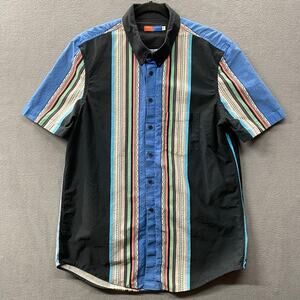 Opening Ceremony Striped Western Button Down Short Sleeve Shirt Mens XL Cotton